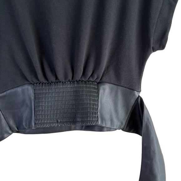 Anthropologie Faux Leather Waist-Tie Short Sleeve Cropped Top in Black, XS - Picture 8 of 12